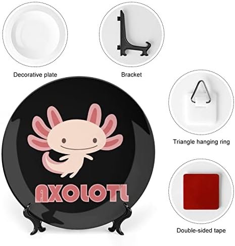 Slatke Axolotls ukrasne ploče okrugla keramička ploča kostna ploča sa štandom za prikaz za zabavu