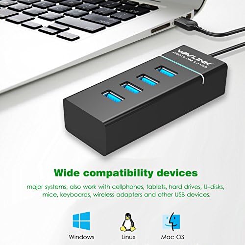 WAVLINK USB 3.0 Hub,4-Port USB3.0 Tip A Adapter do 5Gbps,prijenosni Data Hub za Windows, Laptop, MAC OS