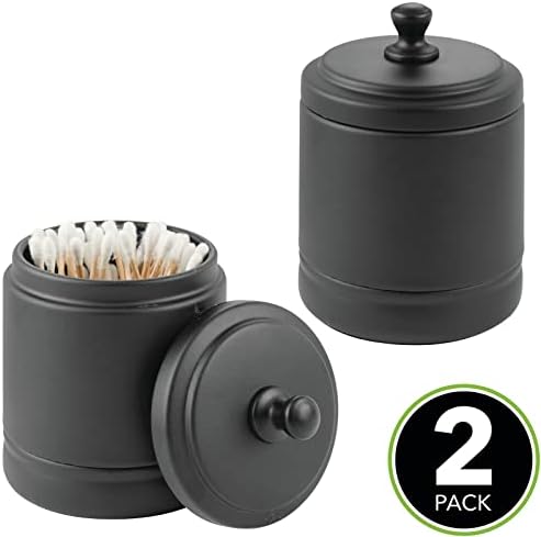 Mdesign metal kupaonica Vanity Storage Canister Jar sa poklopcem za pamučne kuglice, briseve, šminkanje