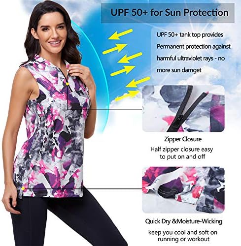 Chicho Žene Golf Polo košulja bez rukava UPF 50+ Zaštita od sunca Vlagu Wicking Tennis Polo vrhovi