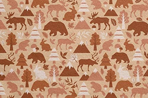 Ambesonne pejzaž joga ručnik, jesen tema Šumski životinje i snježne planine Art Print, neklizajući znoj