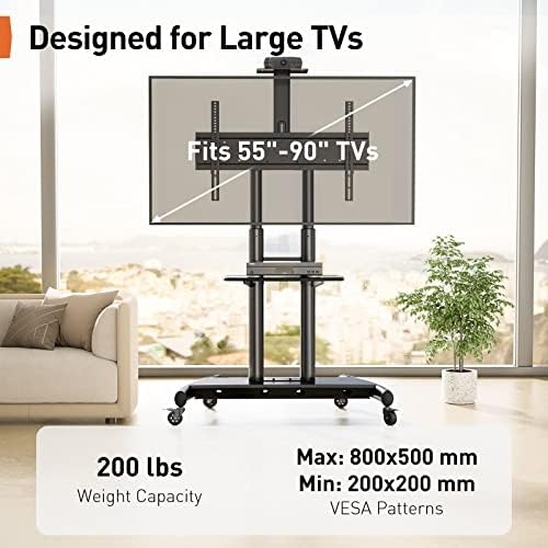 Perlegiear Full Motion TV zidni nosač -Perlegiear Mobile TV postolje, kotrljanje TV kolica za