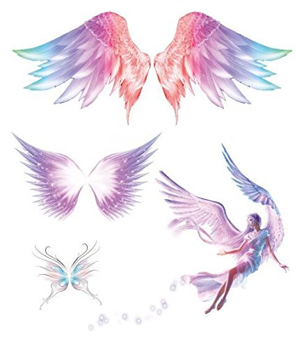 SanterlIan vodootporne privremene lažne naljepnice za tetovažu ružičaste anđeoske krila set snova od 2