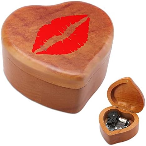 Kiss Lip Heart Music Box Drvene muzičke kutije Najbolji poklon za godišnjicu božićnog rođendana