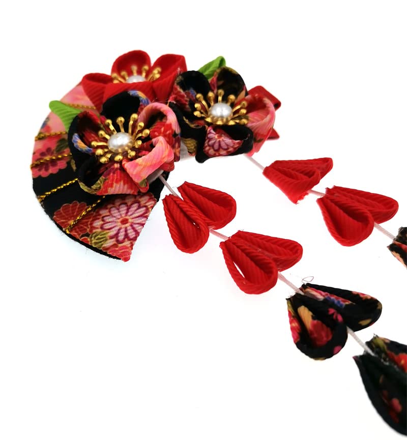 Japansko stil Žene Cvjetni isječak za kosu za kosu Ornament za kosu, Kimono Decor Fabric Hanfu oprema za haljinu