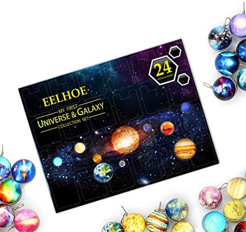 Kisangel 1 Set Božić Advent Kalendar Poklon kutija za nakit Univerzum Galaxy Planet nakit Charm odbrojavanje