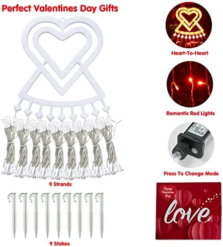 Meknow Valentines Day dekoracija Valentines Decor 309 LED 8 modovi uključite svjetla za zavjese, žičana