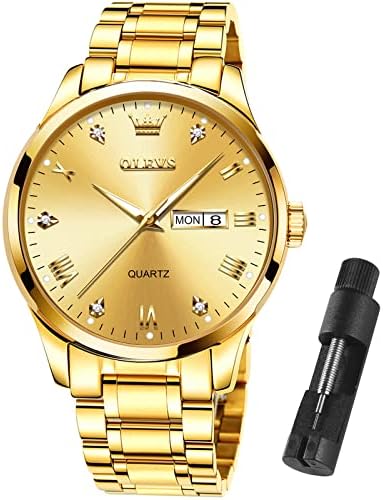 OLEVS muški Zlatni satovi vodootporni nehrđajući čelik lagani sat s datumom Klasični Luksuzni sat za muškarce