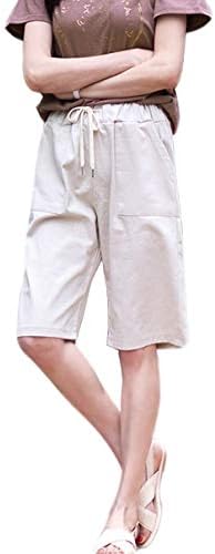 MSMSSE ženski povremeni elastični struk dužine koljena Bermuda kratke hlače sa crtežom