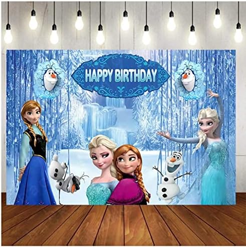 Smrznuta rođendanska zabava Fotografija pozadine djevojke princeze rođendana zabava ukrasi zabrane banner