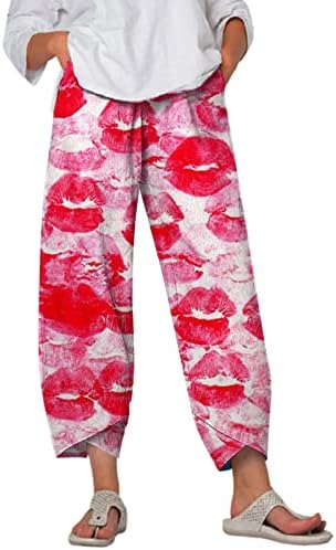 Kingspinner Capri pantalone za žene plus veličine ženske pamučne posteljine konusne obrezane hlače povremene