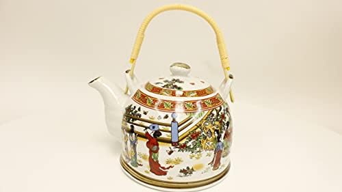 美 图 Antikni ručni oslikani keramički čajnik sa zelenim crna čajne čaše ~ Kinesko žensko slikanje