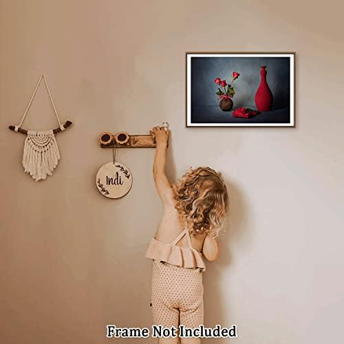 Platno štampa zidna umjetnost za dom i ured Zidna dekoracija crvene ruže i vaza platno umjetničko djelo Print