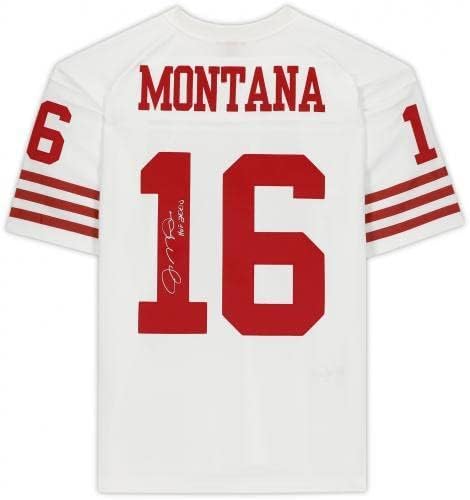 Uokvireni Joe Montana San Francisco 49ers Autografirani Mitchell & Ness White Replica dres sa Hof 00 natpisom