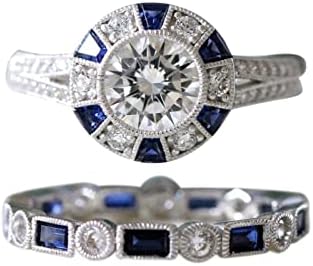 Cvjetni prsten sjajnog kruna cirkon zvona nakit za žene vjenčani angažman par koji odgovara prstenovima