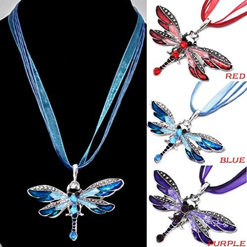 Lutos Creative Bohemian nakit etnički emajl Dragonfly Diamond ogrlica privjesak Duks lančani dragulji Rođendan