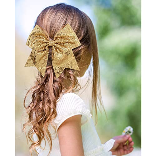 inSowni 12 Pack X-Large Big Glitter Sequin Cheer Bow hair Ties Scrunchies bendovi držači repa elastike