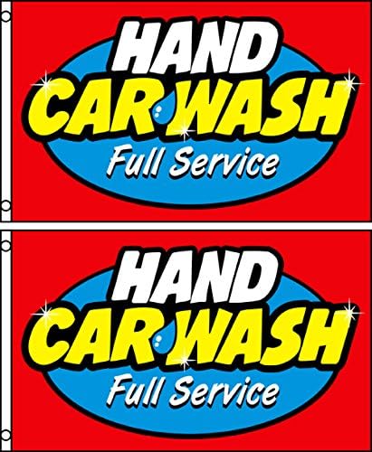 Ručno pranje automobila Potpuno servisirajte dva 3'x5 'zastava