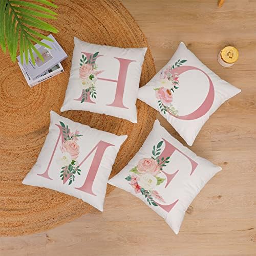Dekorativni jastuk abecede 18x18 inčni ružičasti slom i jastuk navlake cvjetni jastuk za bacanje