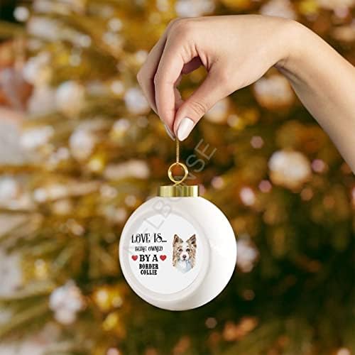 Ball Božić Ornamenti 3 Ljubav je u vlasništvu psa Chow Chow sa malo srce keramičkog ornamenta božićno drvo