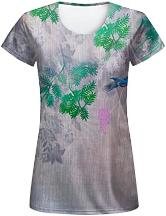 Vodmxygg Ženska majica Okrugli izrez Grafički print Flowy Yoga Cropped džepne kapuljače Rebraste manžete Osnovne