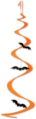 Beistle Felt Bats spiralna Halloween Tema Dekoracija za sablasne potrepštine za zabavu, 30 , narandžaste / crne