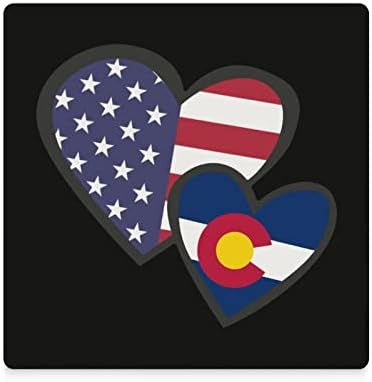 Interlocking Hearts Američki podmetači za zastavu Kolorada za piće kvadratna keramička prostirka za čaše