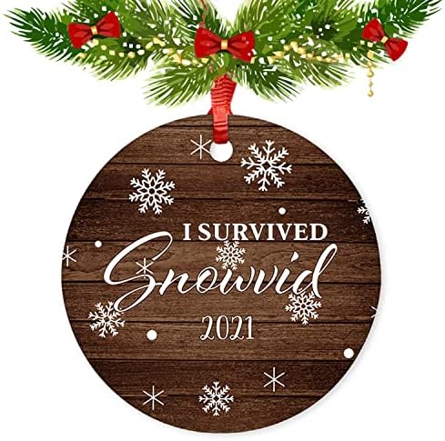 Preživio sam Snowvid 2021 Božićni Ornament Sretan Božić keramički Ornament 3 inčni Porculanski Ornament