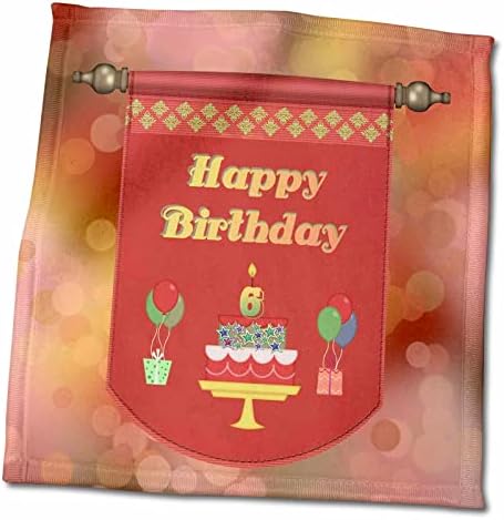 3Droza Sretni trener 6. rođendana, torta sa poklonima i balonima - ručnici