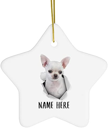 Prilagođeno ime Chihuahua White Crack Hole Pokloni 2023 ukrasi za božićne drvce Star