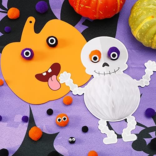 Febsnow 650 komada Halloween Pom Poms Assortirani obrt pompoms kuglice lepršave kuglice sa googly očima za umjetnost