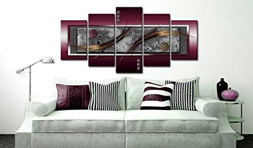 Sažetak platnene grafike zidna Umjetnost bordo elegancija slika savremena slika od 5 komada Kućni dekor uokviren