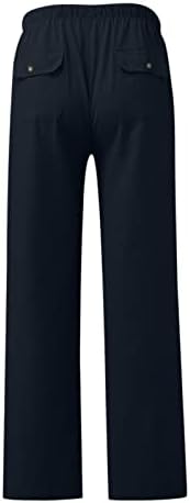 KCJGIKPOK ženske posteljine hlače, čvrste strukske labave pantalone za rezanje s izletama sa džepovima