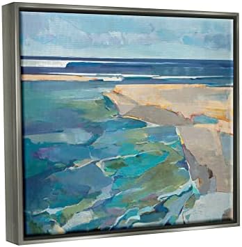 Stupell Industries apstraktni pejzaž na plaži pastelno kubizam slika, Floater Frame, Dizajn po treći i zid