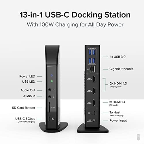 Priključna 13-U-1 USB-C trostruka priključna stanica za Monitor sa 100w punjenjem, kompatibilna sa