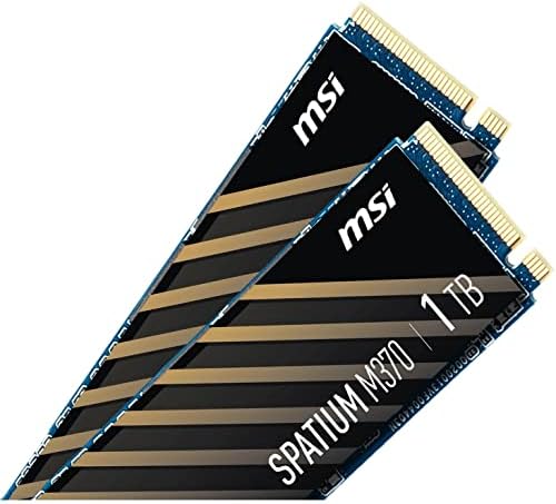 MSI Spatium M370 NVME M.2 1TB Interni SSD PCIe Gen3 NVME 1.3 3D NAND 1600 TBW