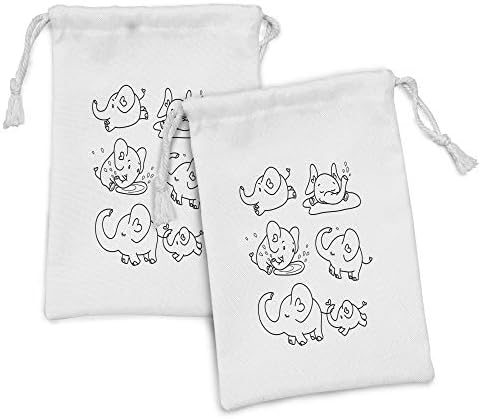 Ambesonne crtana torba za torbicu od 2, crno-bijela doodle stila razne države koje trče za spavanje,