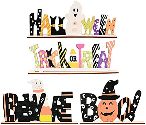 Partykindom Halloween Dekorativna drvena pisma Anrnements Početna Dekor Halloween za Noć vještica
