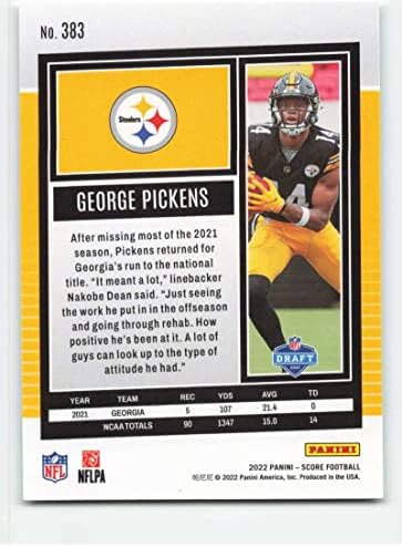 2022 Ocjena 383 George Pickes NM-MT RC Rookie Pittsburgh Steelers Fudbal NFL
