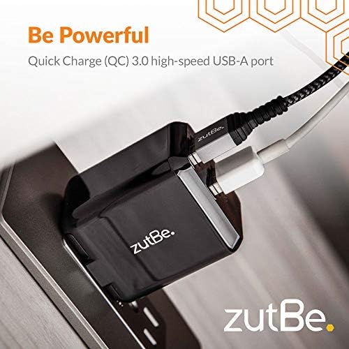 zutBe Dual Port USB-sklopivi 30w, 2.4 brzi sklopivi utikač, 1 brzo punjenje QC 3.0 zidni Punjač kompatibilan