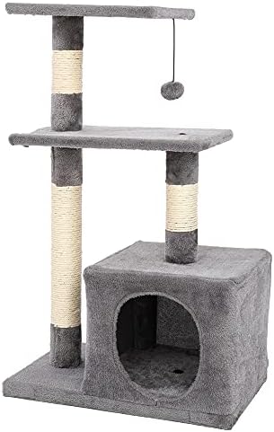 AOOF 32& 34; mačka stablo Stand kuća sa grebanje poruke siva