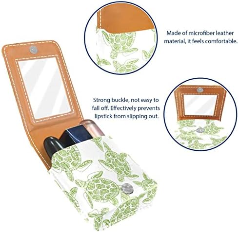 Kožna torbica za ruž za usne zelene morske kornjače sa ogledalom Mini torba za šminkanje svakodnevno popravljanje