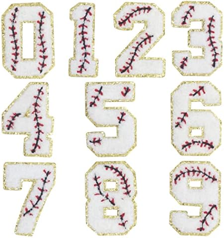 10pcs 0 do 9 brojeva 2,95 bejzbol tema Varsity Letterman Chenille flasteri gvožđe na uređajima personaliziraju