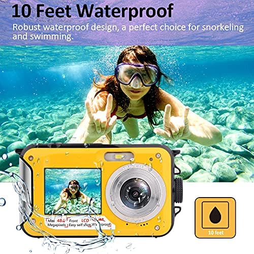 Shimshon podvodna kamera Full HD 2.7K 48MP vodootporna kamera za snorkeling dual ekranu vodootporni fotoaparat digitalni sa samookidačem i 16x digitalnim zum