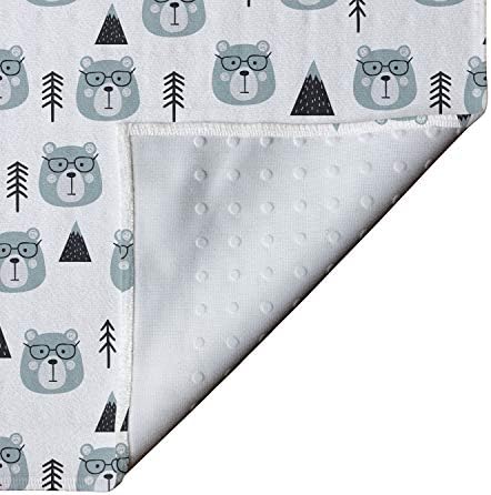 Ambesonne Forest Yoga mat ručnik, ilustracija planinskih stabala i nasmiješenih medvjeda glave sa naočalama,