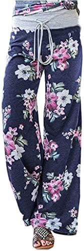 Ženske pantazzone salone sa džepovima široke noge elastične struke pidžama pantalone prozračne pune boje