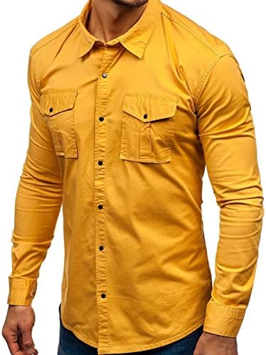 Muški vojni gumb Up majica Solidan planinarski teret Radne majice dugih rukava Casual Dvije džepne flanelne košulje