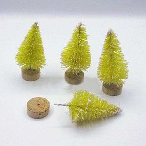 PROVOZOOM 25PCS Umjetna mini božićna stabla Sisal drveća sa drvenim bazom boce četkica plastični