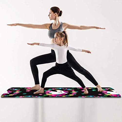 DJROW Yoga Mat slatka jednorog sa cvijećem vijenac prirodni Pilates Vježba Mat Eco Friendly teretana