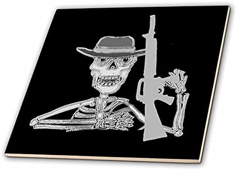 3drose svi Smiles Art-Funny-Funny kostur sa puškom pištolj lov Crtić-pločice